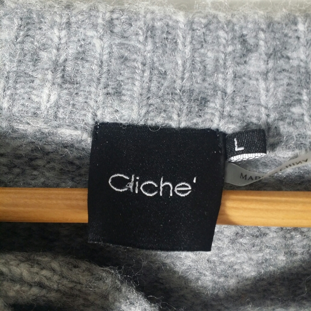 Warm thick grey sweater with lace up front - Picture 2 of 5
